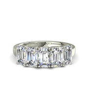 Demi-alliance 5 diamants naturels Émeraudes 2.00 carat or blanc Virginie